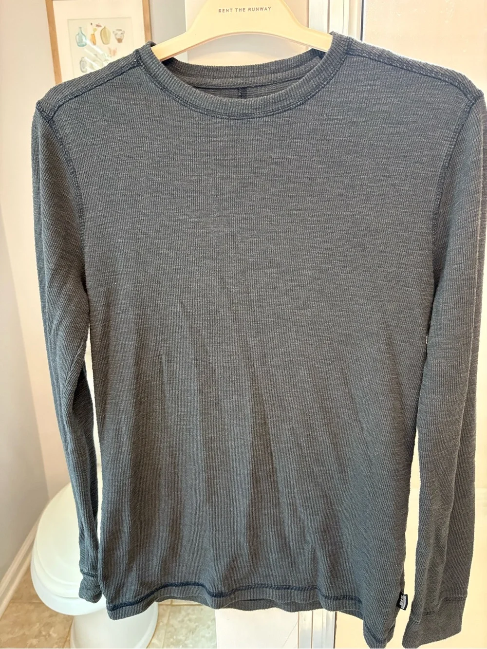 Banana Republic Men's Long-Sleeve Waffle Knit Shirt - Charcoal